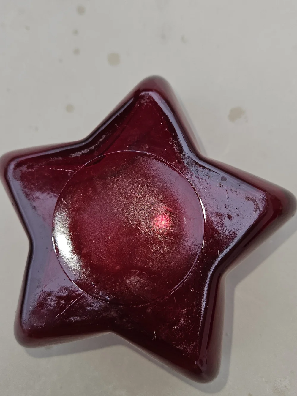 Ruby Red Vintage Red Star Glass Dish